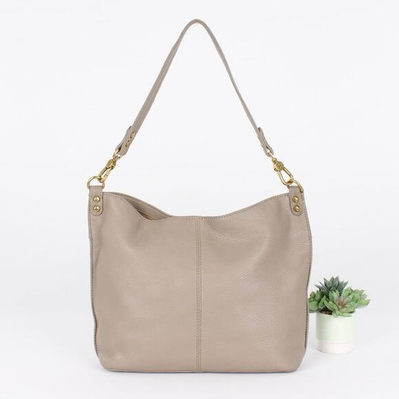 Hobo Pier Pebbled Leather Taupe Convertible Shoulder Bag - Picture 5 of 10